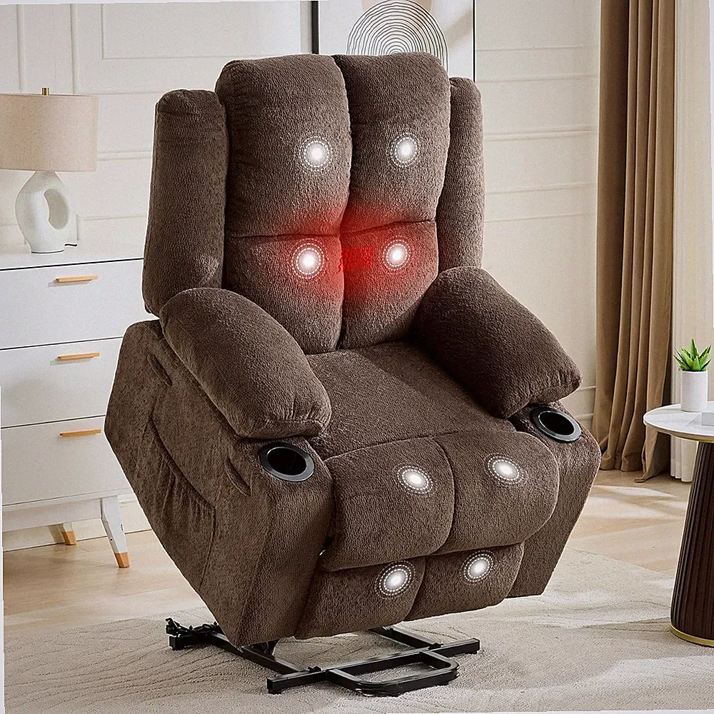 Oversized Electric Lift Recliner Chair 57cm Seat Width with Massage and Heat