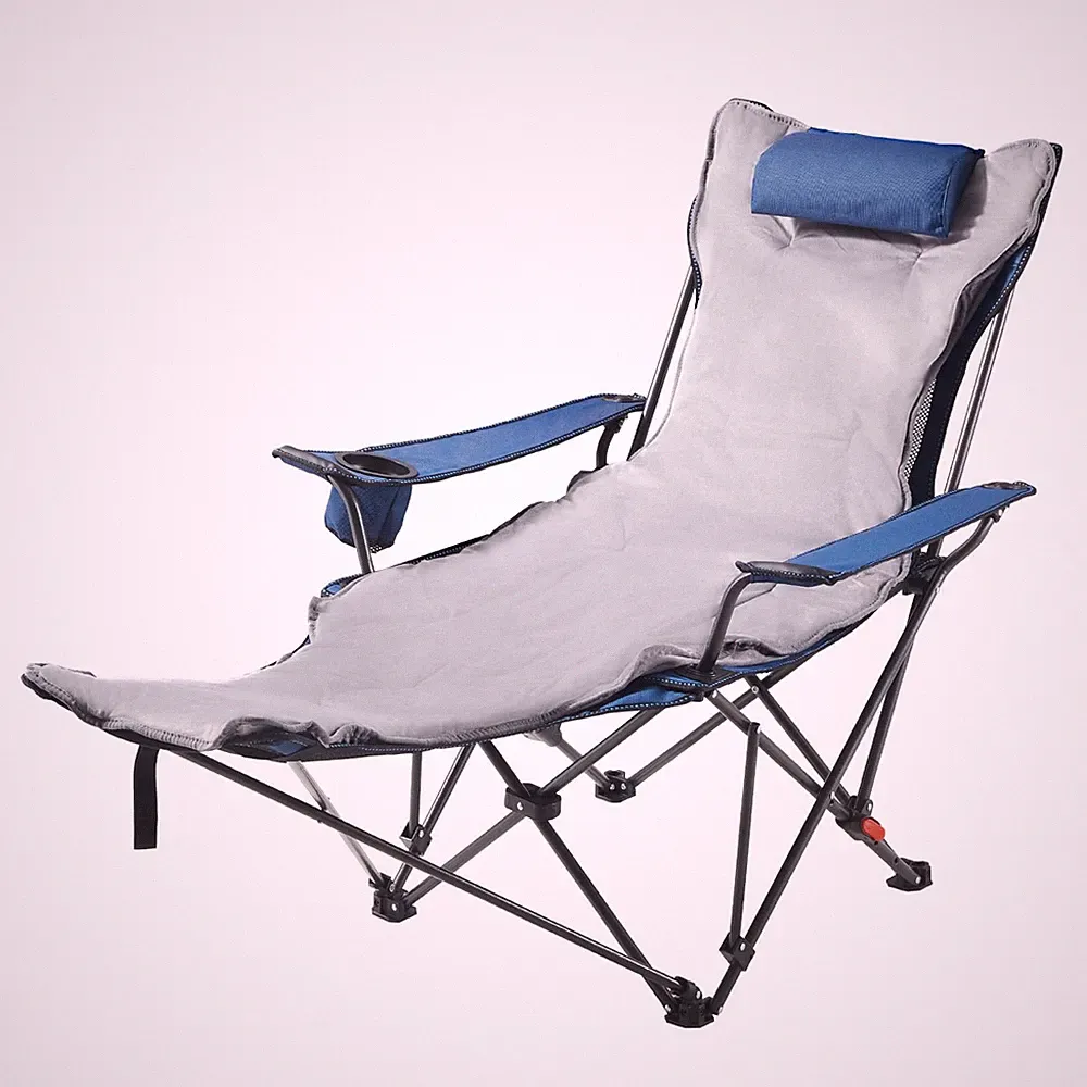 Reclining Camping Chair with 4 Adjustable Positions, Portable Folding Lounger